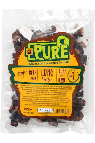 Delibon Pure 1 CM Köpek için Dana Kurutulmuş Akciğer 100 G