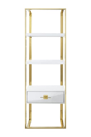 Rihanna Gold Metal Beyaz Kitaplık & Raf