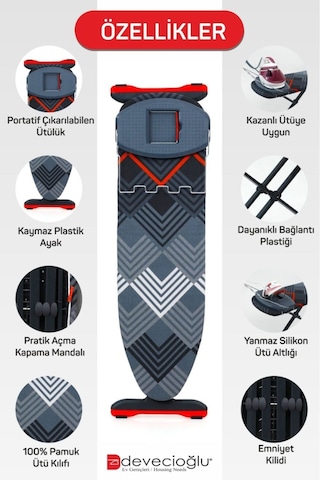 Devecioğlu Harbinger Yeni Nesil Mm161 Premiumboard Ütü Masası Siyah