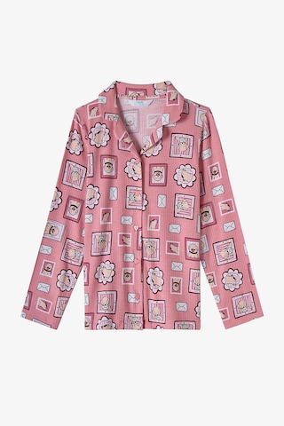 Penti Kız Çocuk Pembe Kind Mailing Köpek Desenli Uzun Kollu Gömlek Pantolon Pijama Takımı Pk39