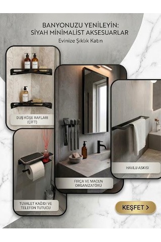 Metal Banyo Seti Mat Siyah
