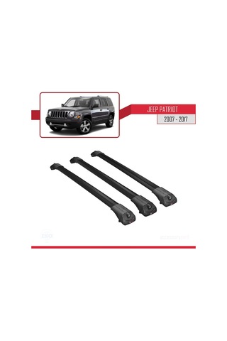 Jeep Patriot 2007-2017 Arası İle Uyumlu Ace-1 Ara Atkı Tavan Barı Siyah 3 Adet Bar
