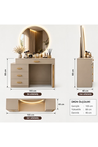 Freehome Asmin Kum Beji Mdf Membran Kapaklı Şifonyer 105x88x40 Kumbeji