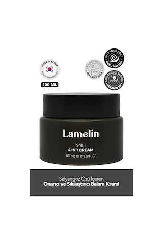 Lamelin Salyangoz Mukus Filtratı İçeren Onarıcı Büyük Boy Krem Lamelin Snail 4 in 1 Cream 100 ML