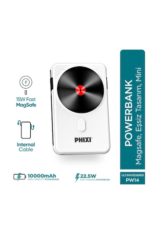 Phixi Force Pw14 10000mah 22.5w Kendinden Kablolu Magsafe Powerba
