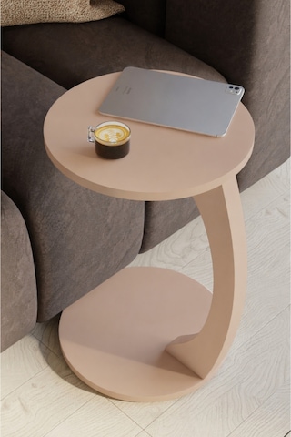 Tekerlekli C Tasarım Cappuccino Yan Sehpa Modern Hareketli Orta Sehpa Salon Ve Oturma Odası Masası Cappuccino