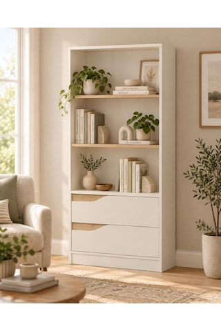 Nola Genç Odası 2 Raflı + 2 Çekmeceli Kitaplık Aytaşı /derin Sepet Aytaşı/derin Sepet