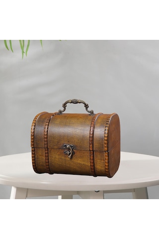 Homyl Biblo Kutusu Menteşeli Hazine Sandığı Süs Ahşap Kahverengi