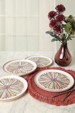 Keramika Serene Flower Nordıc Pasta Tabağı 22 Cm 4 Adet 22983 Çok Renkli