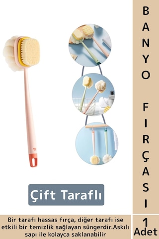 Ergonomik Tutuş Hassas Derin Temizlik Çift Taraflı Asılabilir Saplı Banyo Duş Fırçası 35 X 6.5 Cm