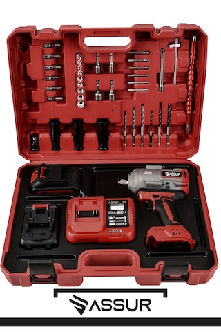 Assur ASR243 21V Çift Akü 1100NM Somun Sıkma Sökme Kırmızı