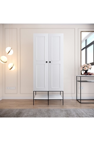Pasific Home Martin 2 Kapaklı Gardırop Elbise Dolabı Parlak Beyaz