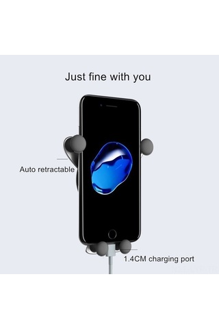 Ranyeek Siyah Araba Vantili Telefon Tutucu 360 Derece Dönebilen Evrensel 4.0-6.0 İnç Akıllı Telefon Stantı Kaymaz Silikon Siyah