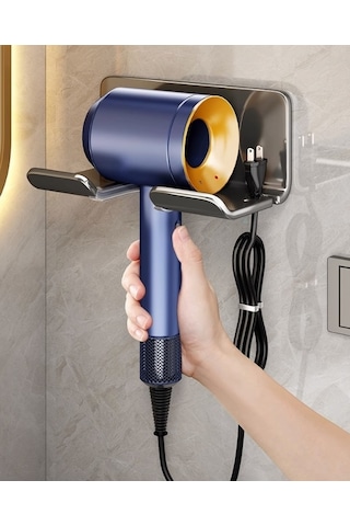 Lichen Saç Kurutma Makinesi Rafı, Punch Yok, Banyo Saç Kurutma Siyah