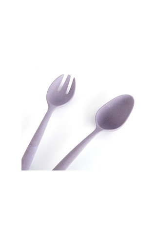 Sıa Salata Kaşık Çatal Seti Bambu Çevreci Model Mor