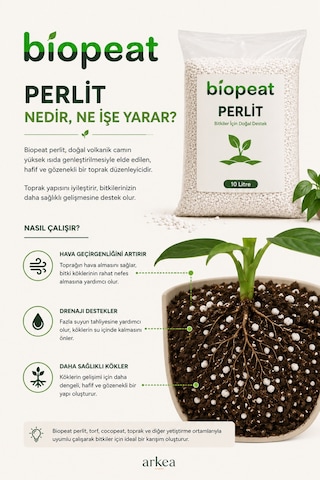 Perlit 10 Litre Toprak Düzenleyici Hava Geçirgenliği Ve Drenaj Destekleyici Perlit 1000