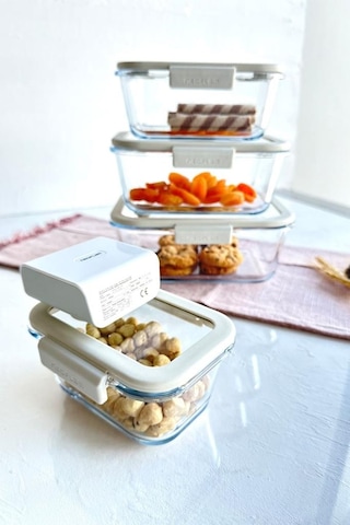 Neoflam Fika Glace Vakumlu Cam Saklama Kabı Bej 5 Parça Set Çok Renkli