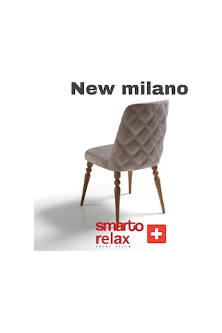 Smarto Relax Milano New 2'li Yemek Masası Sandalye Seti - Ahşap Ayaklı, Krem Kumaş Ekru Ve Kahverengi