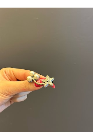 Füme Çelik İnci Boncuklu Broş Yaka İğnesi Giyim Aksesuarı 4 x 2 CM Renkli