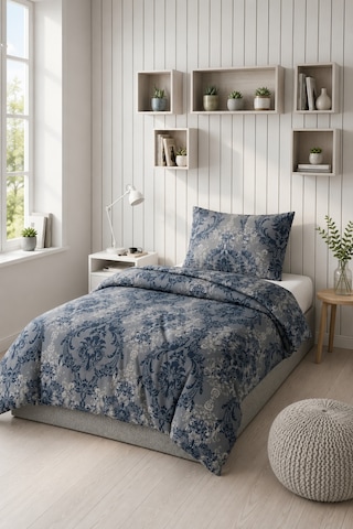 Tek Kişilik Nevresim Takım - 80% Pamuk, 20% Polyester - 160 Cm X 200 Cm Mavi
