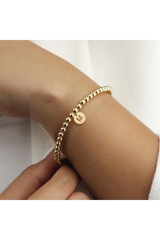 Fosenze Kadınlar İçin 14k Altın Kaplama M Harfi Bilezik - Zımba Taşımlı, Esnek Kordon, Kişiselleştirilmiş Hediye, Allerjenik Olmayan, Günlük Kullanım Uygun Altın