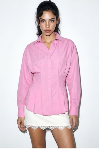 Shade Kadın Pileli Belden Oturtmalı Poplin Gömlek 343 60286048 - Pembe