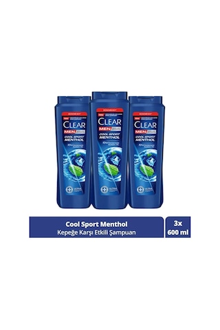 Clear Men Şampuan Cool Sport Menthol 600 Ml X 3 Adet