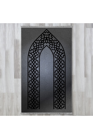 Evaşk Namazlık Dokuma Halı Kaymaz Muslumana Seccade 80 x 130 GRİ EVAŞK405C66