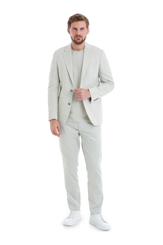 Hatemoğlu Bej Slim Fit Çizgili Mono Yaka Casual Keten Ceket 14242024c002 25 Bej
