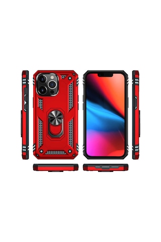 Realme C21 Kılıf Sofya Yüzüklü Standlı Zırhlı Silikon Kılıf