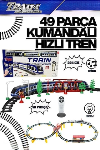 Ucuzuna Bak 49 Parça Uzaktan Kumandalı Pilli Sesli Işıklı 264 Cm Hızlı Tren Set Ve Kavisli Ağaç Işaretli Oyuncak