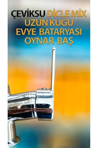 Dicle Mix Uzun Kuğu Evye Bataryası Oynar Başlı Krom