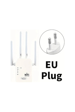 Xuweiwei Beyaz Wifi Genisletici Wifi Sinyal Guclendirici Wıfı6 Uyumlu 4 Antenli 11000 Metrekare Kapsama 35 Cihaz Destekli Ethernet Portlu