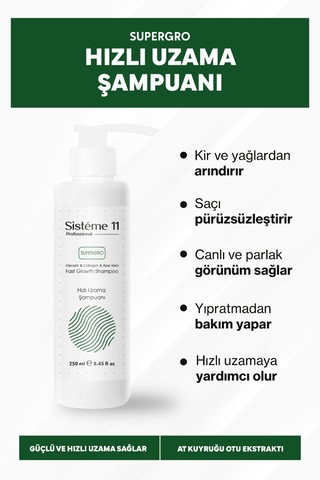 Sisteme 11 Hızlı Uzama Şampuanı 250 Ml Geç Uzayan