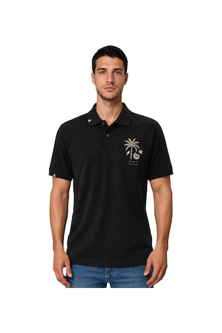 Arma Ar-ma Erkek Polo Yaka Tişört Resim Baskili Örme Kumaş Regular Fit %100 Pamuk 30/1 Çift Toplama Penye Pike Y31374358102 Siyah-s1