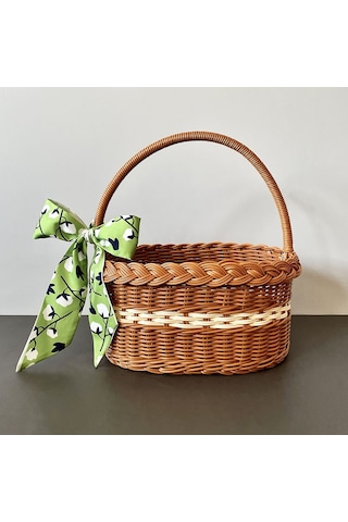 Xiyyadms Ins Stil Portatif Plastik Sünger Sepet, Bebek Piknik & Hediye Ambalajı, Yeşil Pamuk Atkı İle, Küçük Boy 27x18x14 Cm , Sağlam Depolama Ve Şık Tasarım