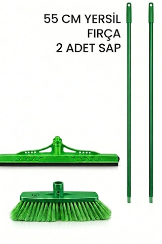 Fırça Ve Yersil Seti 2 Saplı Yumuşak Kıllı Fırça + 55 Cm Yer Çekpası