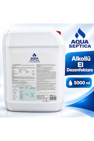 Aqua Septica Alkollü El Dezenfektanı 5 Litre 5000 Ml El Ve Cilt Hijyeni İçin Durulama Gerektirmeyen Dezenfektan 4 Adet