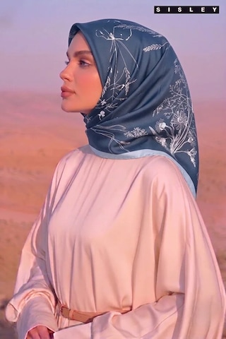 Sisley İpek Saten Eşarp-asm2032 Bebe Mavisi