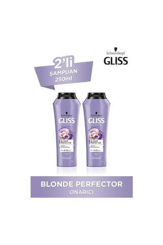 Schwarzkopf Gliss Blonde Perfector Mor Şampuan 2x250 ML