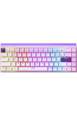 K68 Pro Rgb Kablolu Mekanik Oyuncu Klavyesi Beyaz Renk Kırmızı Switch 68 Tuş Hot-swap