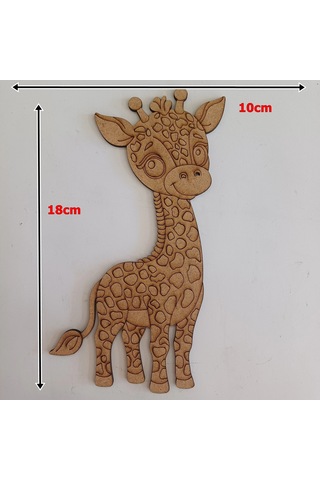 Boyanabilir Ahşap Zürafa Figürü 18x10 Cm 10 Adet