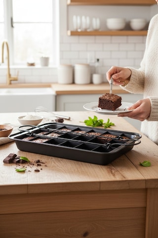 Akayev 18 Bölmeli Brownie Kalıbı Siyah-beyaz