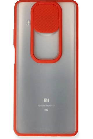 Newface Xiaomi Mi 10t Lite Kılıf Palm Buzlu Kamera Sürgülü Silikon - Kırmızı