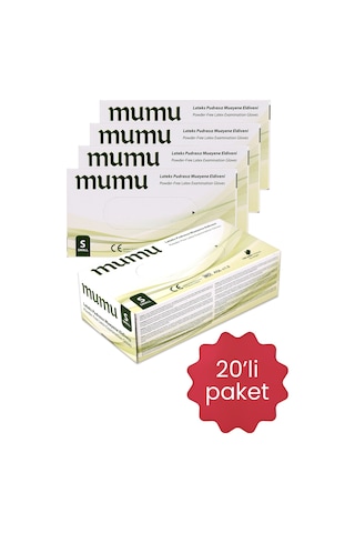 Mumu Pudrasız Lateks Muayene Eldiveni 20 x 100 Adet