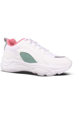 Mp 242-2076 Beyaz Yeşil Kadın Bağcıklı Spor Ayakkabı Beyaz - Yeşil