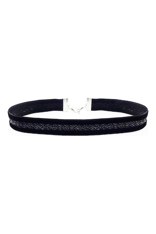 Simli Siyah Kadın Choker Renkli