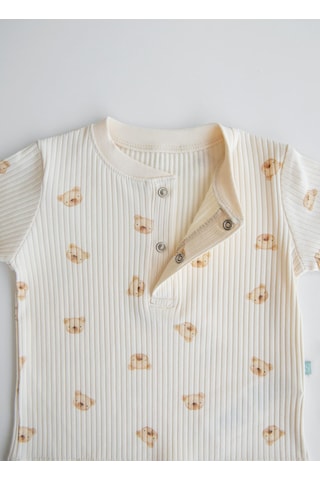 Organik Hector 2'li Pijama Takımı Natural Krem