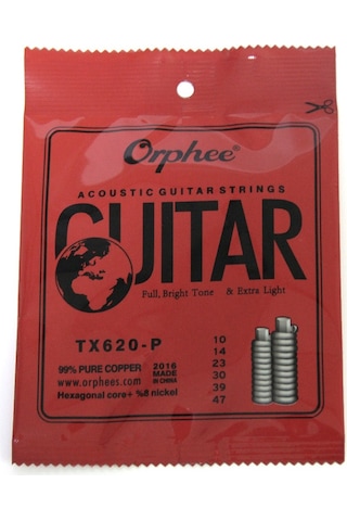 Orphee Tx620-p Akustik Halk Gitar Çelik Telleri 6 Adet Gümüş