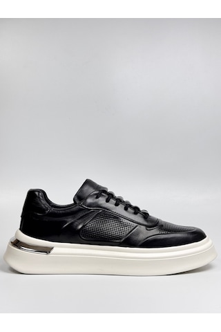 Daytex 2568 Togga - İçi Dışı Hakiki Deri Gizli Bağcıklı Silikon Kabartmalı Hafif Eva Taban Ortopedik Erkek Spor Sneaker Siyah
